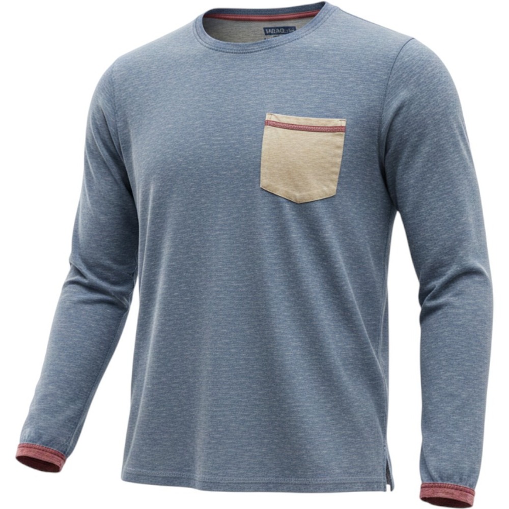Charleston Threads Mens XL Blue Heathered Long Sleeve Pocket Tee Shirt